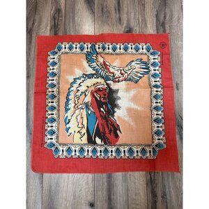Vintage 1963 Springs Industries Native American Bandana 22"x22"